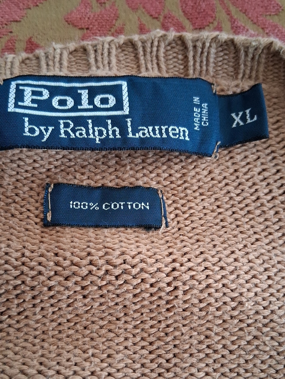 Polo by Ralph Lauren Camel Preppy Classic Crewneck Sweater Size XL - Picture 3 of 6